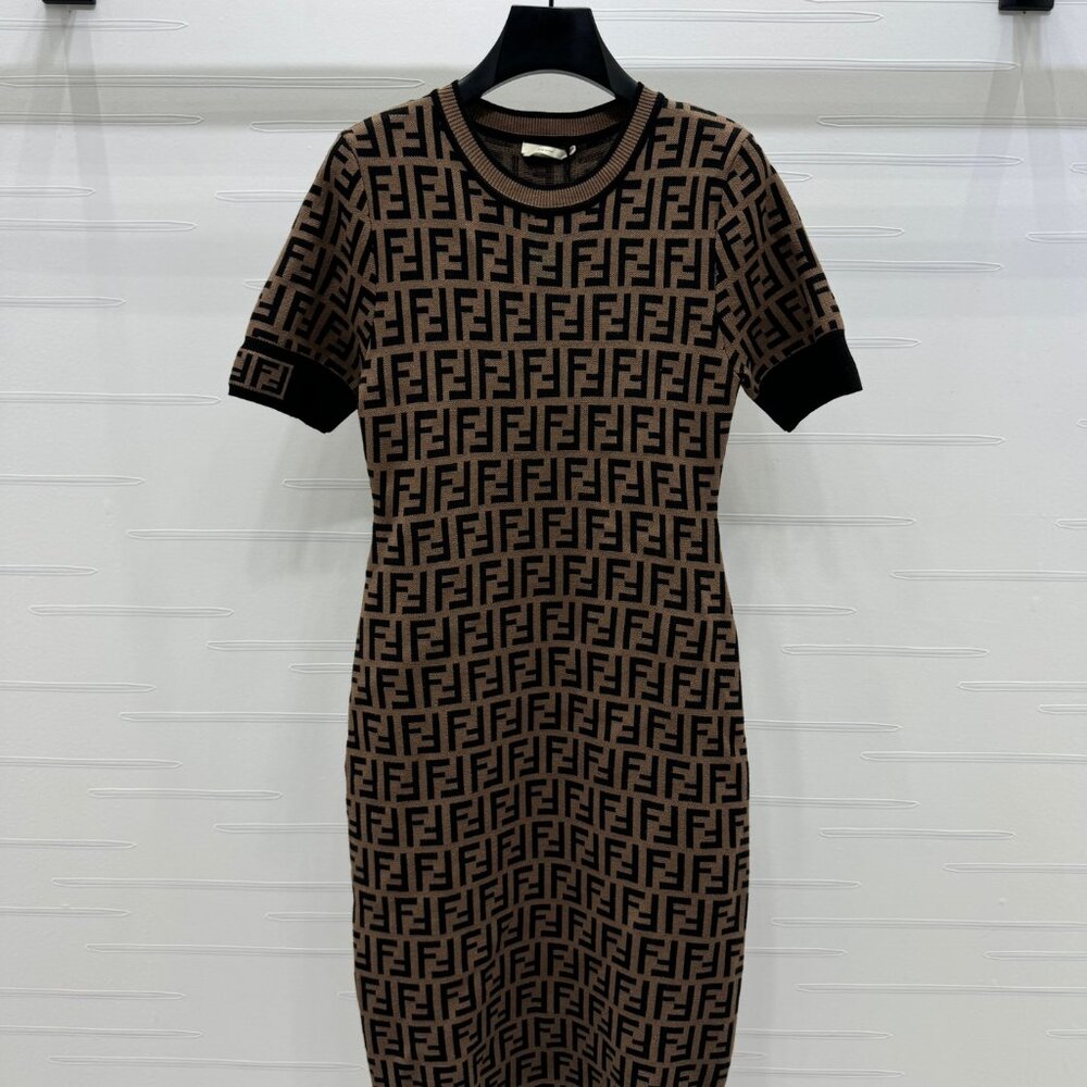 Fendi Women's Knitted Short Sleeve Dress Size M